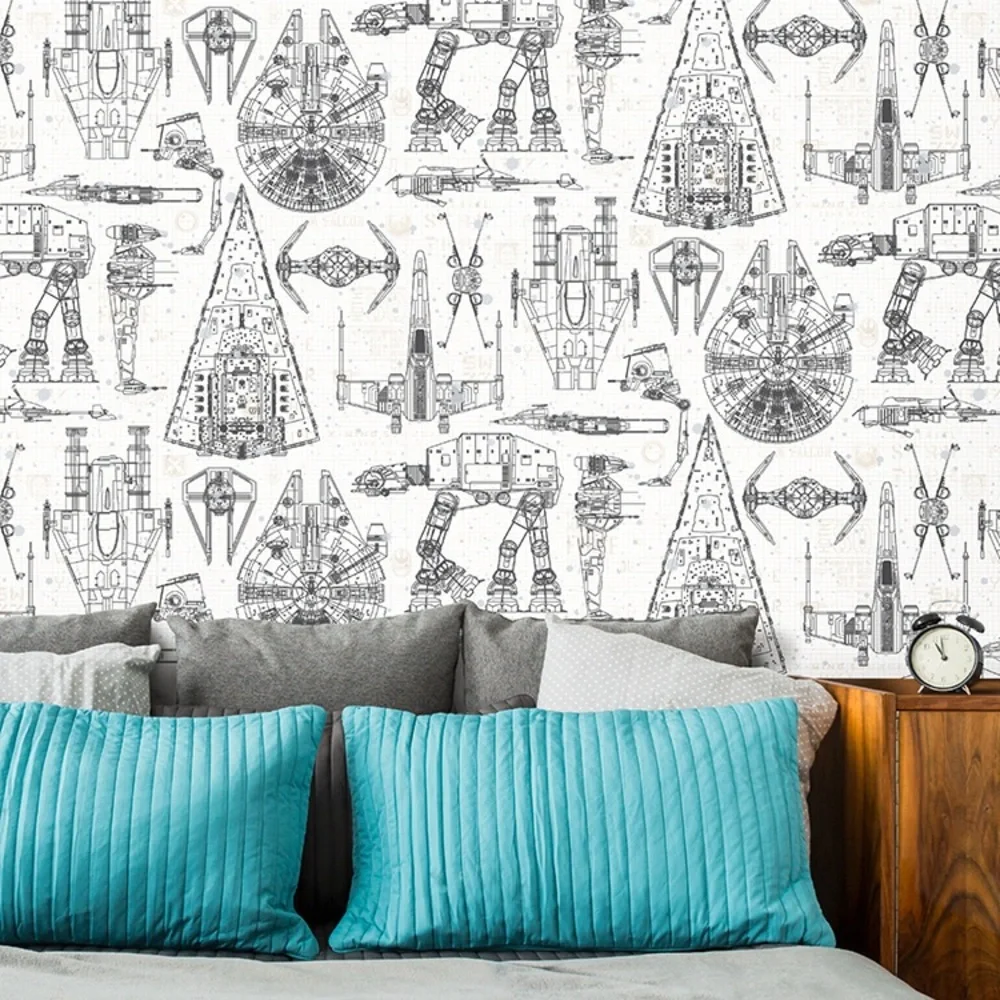 Star Wars Blueprint Peel and Stick Wallpaper by York Roommates, *4 rolls* NIP